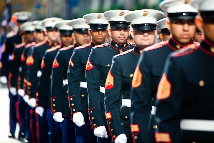 Marines march in 2011 NYC Veterans Day Parade Marines march in 2011 NYC Veterans Day Parade