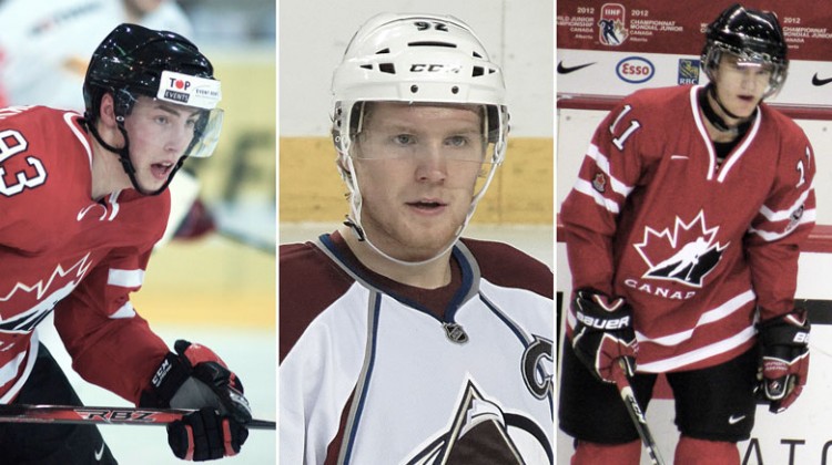 Ryan Nugent-Hopkins, Gabriel Landeskog, Jonathan Huberdeau Ryan Nugent-Hopkins, Gabriel Landeskog, Jonathan Huberdeau
