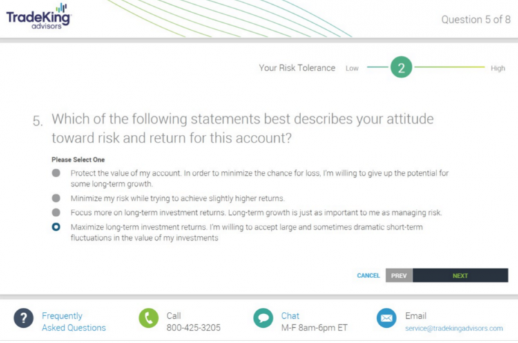 TradeKing Advisors questionnaire