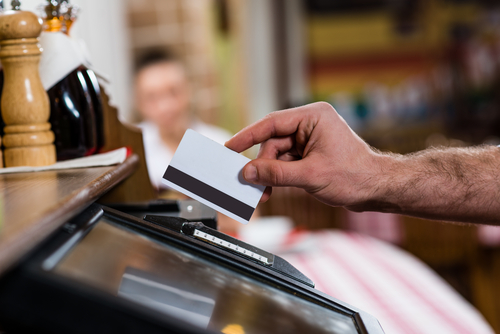 swiping credit card