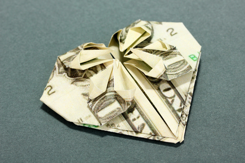 heart folded money