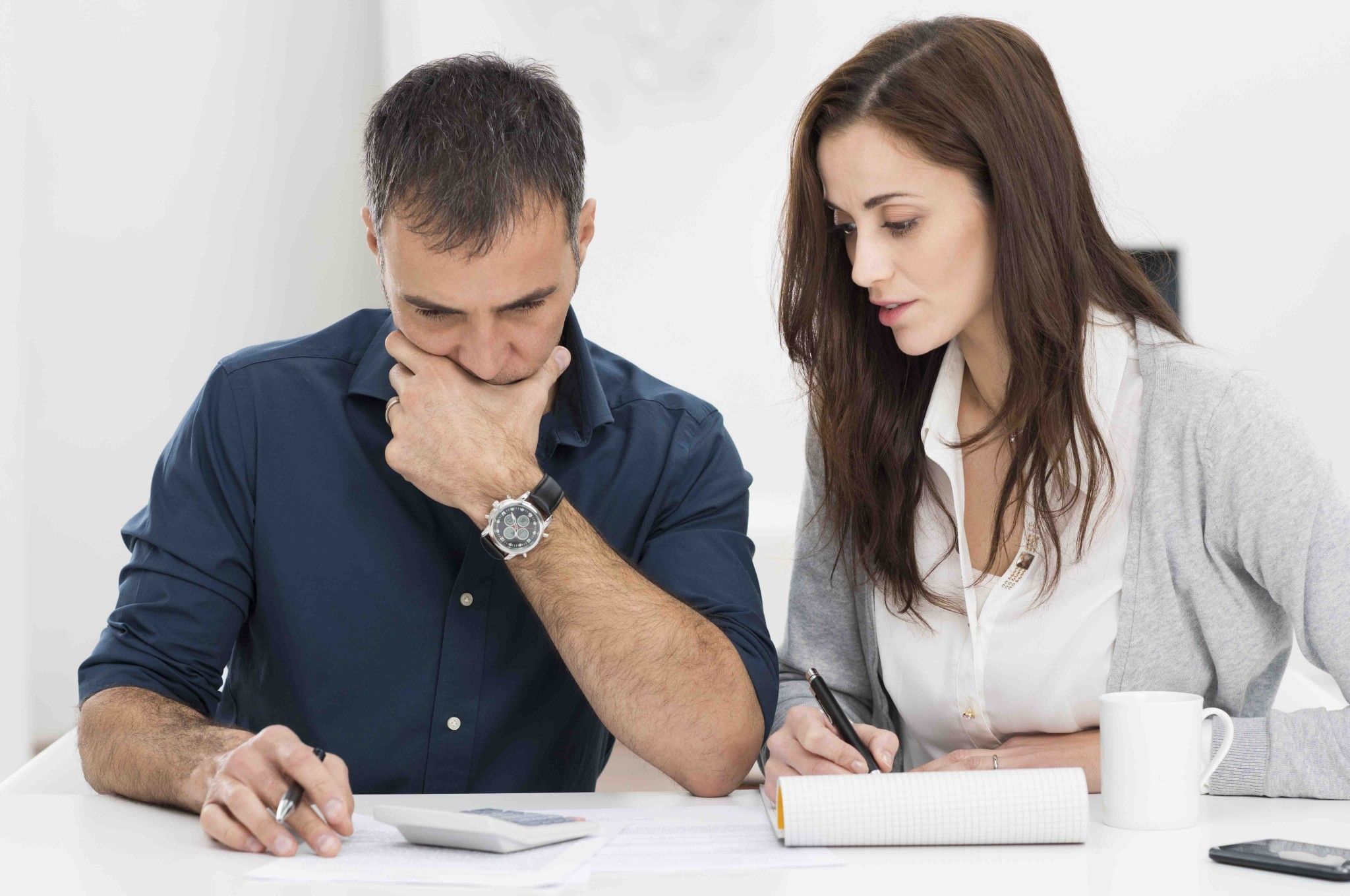 Worried looking couple
