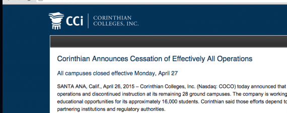 For-Profit Corinthian Colleges to Close All Remaining Schools