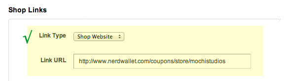Correct plage to add your coupons page URL on your Etsy About page