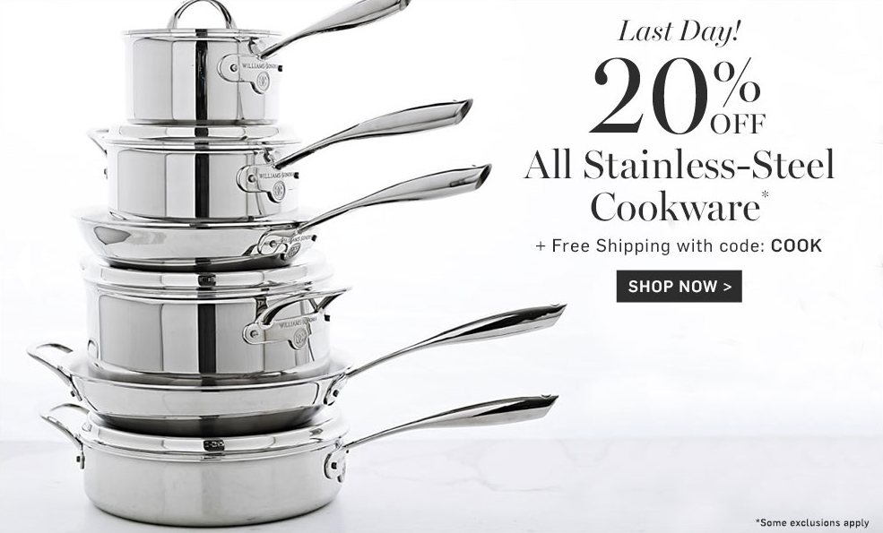 20% off Stainless Steel Cookware at Williams-Sonoma
