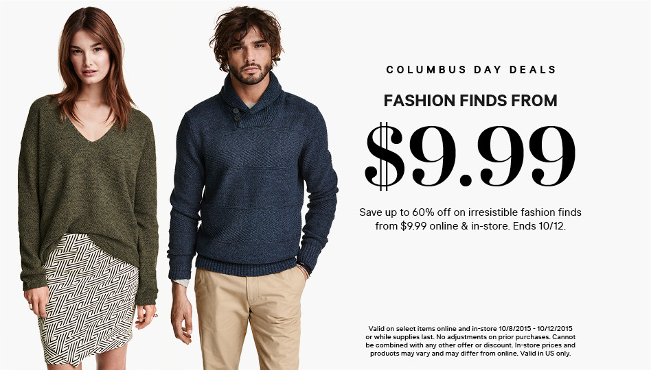 H&M Columbus Day Sale