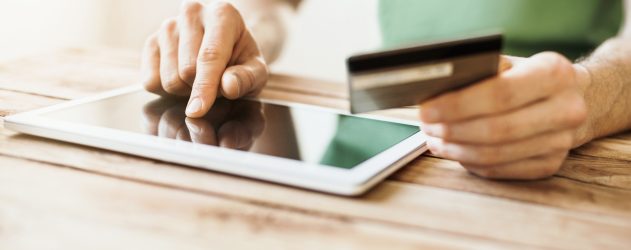 Man is shopping online