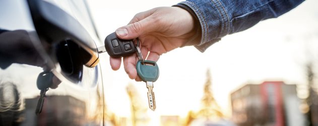 Woman with car key