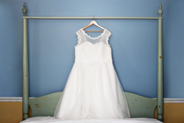 Brittany purchased her wedding dress — and several backups — on Amazon. Cost for this dress: $130.